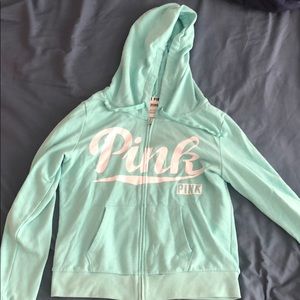 Mint Green PINK Zip-up Hoodie
